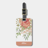 Zoet Sinaasappel Blush Waterverf Rozen monogram Bagagelabel (Voorkant verticaal)