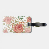Zoet Sinaasappel Blush Waterverf Rozen monogram Bagagelabel (Achterkant horizontaal)