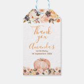 Zoet Sinaasappel Pompoen 1e Verjaardag Waterverf Cadeaulabel (Achterkant)