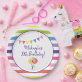 Zoet Snoep Birthday Party Lollipop Banner Papieren Bordje (Feest)