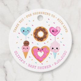 Zoet Snoep Land Strooit Donut Baby shower Bedankjes Labels