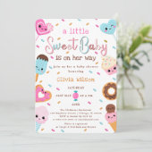 Zoet Snoep Land Strooit Donut Baby shower Kaart (Staand voorkant)
