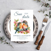 Zoet Stel Liefdesvogels Waterverf Bruiloft Save The Date
