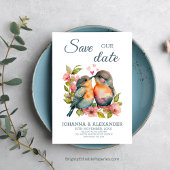 Zoet Stel Liefdesvogels Waterverf Bruiloft Save The Date