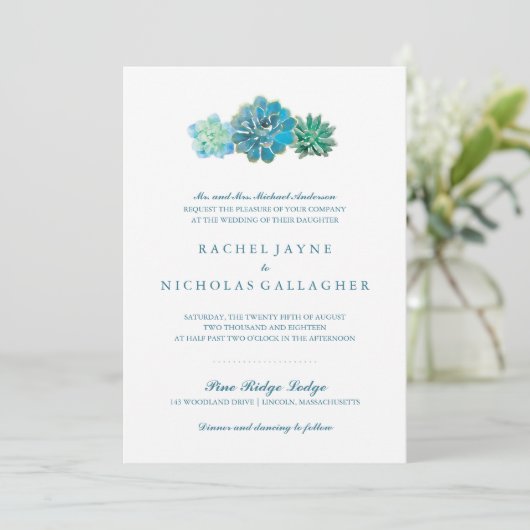 Zoet Trio Succulenten | Bruiloft Kaart (Staand voorkant)