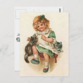 Zoet Victoriaans meisje en Kittens  Briefkaart (Voorkant / Achterkant)