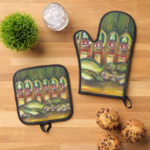 Zoet vlees ovenwant & pannenlap set (Top down)