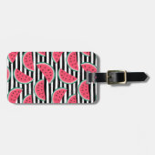 Zoet watermelon op Stripes Black & White Pattern Bagagelabel (Voorkant horizontaal)