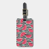 Zoet watermelon op Stripes Black & White Pattern Bagagelabel (Voorkant verticaal)