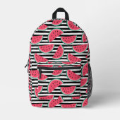 Zoet watermelon op Stripes Black & White Pattern Bedrukte Rugzak (Voorkant)