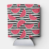 Zoet watermelon op Stripes Black & White Pattern Blikjeskoeler (Achterkant)