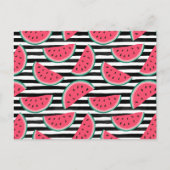 Zoet watermelon op Stripes Black & White Pattern Briefkaart (Voorkant)