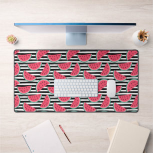 Zoet watermelon op Stripes Black & White Pattern Bureaumat