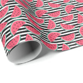 Zoet watermelon op Stripes Black & White Pattern Cadeaupapier (Rol Hoek)
