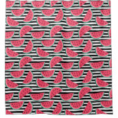 Zoet watermelon op Stripes Black & White Pattern Douchegordijn (Voorkant)