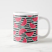 Zoet watermelon op Stripes Black & White Pattern Grote Koffiekop (Rechts)