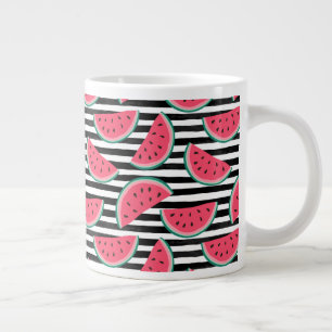Zoet watermelon op Stripes Black & White Pattern Grote Koffiekop