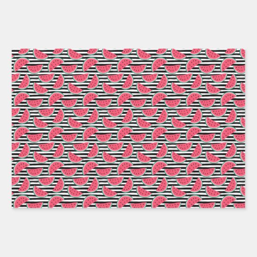 Zoet watermelon op Stripes Black & White Pattern Inpakpapier Vel (Voorkant)