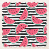Zoet watermelon op Stripes Black & White Pattern Kartonnen Onderzetters (Voorkant)