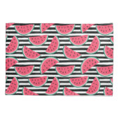 Zoet watermelon op Stripes Black & White Pattern Kussensloop (Achterkant-Links)