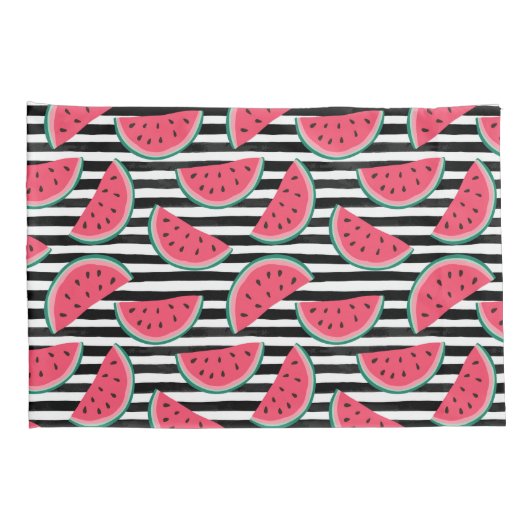 Zoet watermelon op Stripes Black & White Pattern Kussensloop (Achterkant-Rechts)