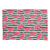 Zoet watermelon op Stripes Black & White Pattern Kussensloop (Voorkant-Links)