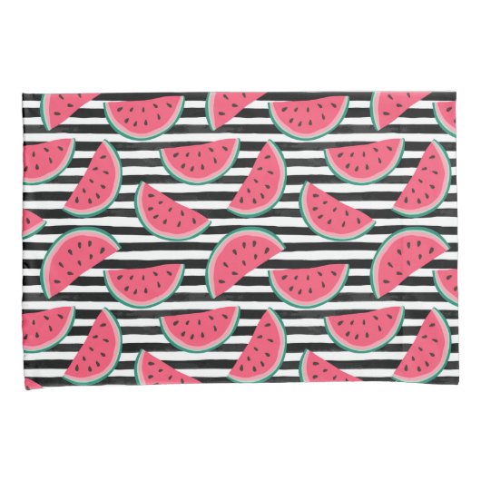 Zoet watermelon op Stripes Black & White Pattern Kussensloop (Voorkant-Rechts)