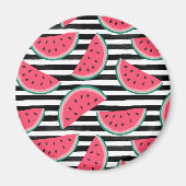 Zoet watermelon op Stripes Black & White Pattern Magneet (Voorkant)