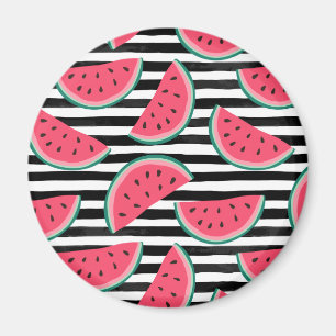 Zoet watermelon op Stripes Black & White Pattern Magneet