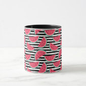 Zoet watermelon op Stripes Black & White Pattern Mok (Midden)