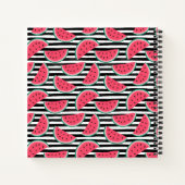 Zoet watermelon op Stripes Black & White Pattern Notitieboek (Achterkant)