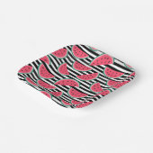 Zoet watermelon op Stripes Black & White Pattern Papieren Bordje (Gebogen)