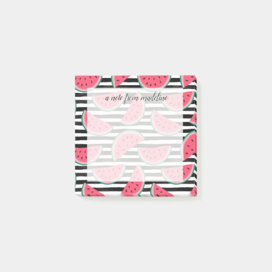Zoet watermelon op Stripes Black & White Pattern Post-it® Notes (Voorkant)