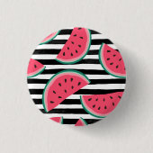 Zoet watermelon op Stripes Black & White Pattern Ronde Button 3,2 Cm (Voorkant)