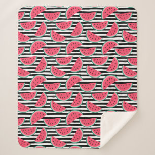 Zoet watermelon op Stripes Black & White Pattern Sherpa Deken