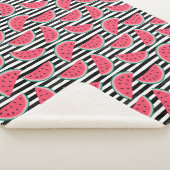 Zoet watermelon op Stripes Black & White Pattern Sherpa Deken (3/4)