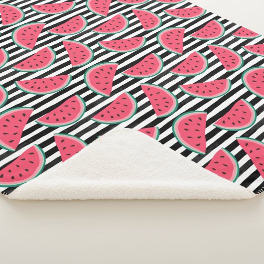 Zoet watermelon op Stripes Black & White Pattern Sherpa Deken (3/4)