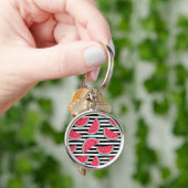 Zoet watermelon op Stripes Black & White Pattern Sleutelhanger (Hand)