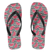 Zoet watermelon op Stripes Black & White Pattern Teenslippers (Voetbed)