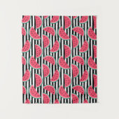Zoet watermelon op Stripes Black & White Pattern Wandkleed (Voorkant)