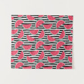 Zoet watermelon op Stripes Black & White Pattern Wandkleed (Voorkant (horizontaal))