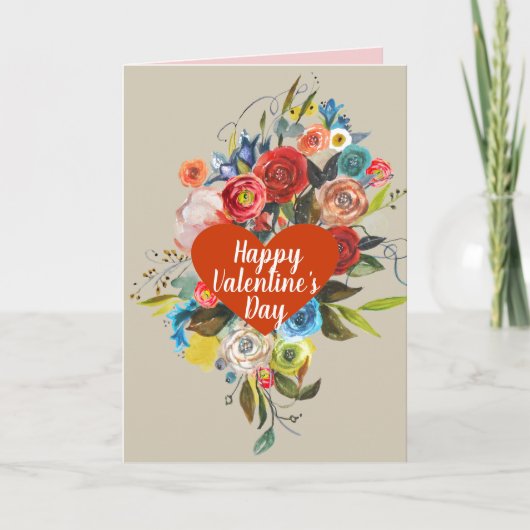Zoet Waterverf Boeket Valentijn Kaart (Voorkant)