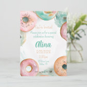 Zoet Waterverf Roze Donut Sticker Kaart (Staand voorkant)