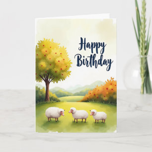 Zoet Waterverf Schaap Verjaardagskaart Kaart