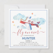 Zoet Waterverf Vliegtuig Verjaardagsuitnodiging Kaart (Voorkant)