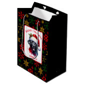Zoet waterverf zwart Lab in Kerstmuts Medium Cadeauzakje (Voorkant Gekanteld)
