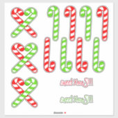 zoet XmaS Cool Candy Cane - Red en Green Custom Sticker (Vel)