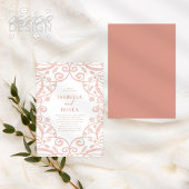 Zoet Zacht Roos Goud Bloemen Kant Bruiloft Kaart