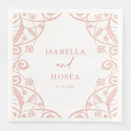 Zoet Zacht Roos Goud Bloemen Kant Bruiloft Servet