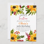 Zoet Zestien 16 Zonnebloemen Verjaardag Bloemen Kaart (Voorkant)